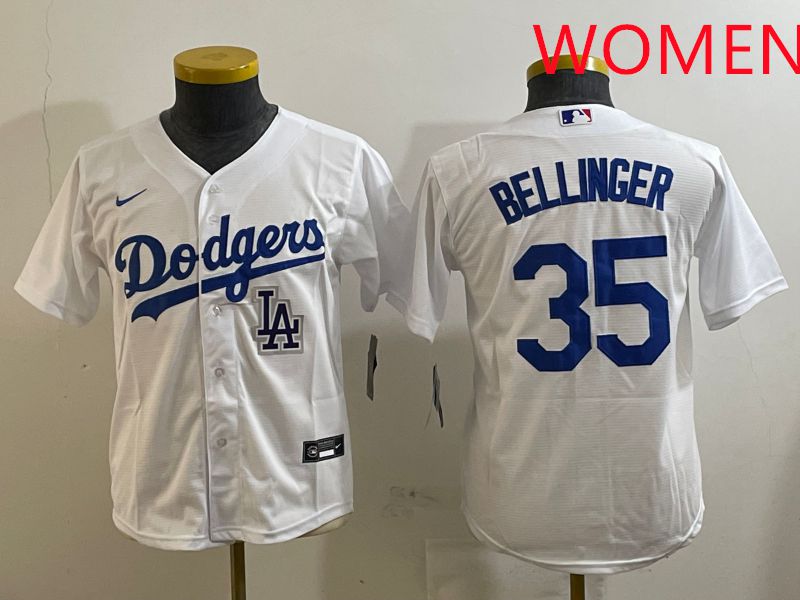 Women Los Angeles Dodgers #35 Bellinger White Game 2025 Nike MLB Jersey style 2